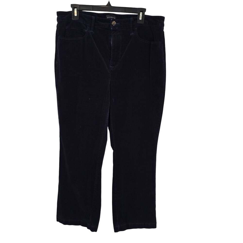 Talbots Corduroy Pants Women's 12 Navy Classic Straight Leg Career Casual Winter